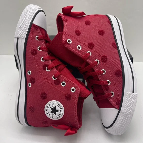 Converse Red Polka Dot Chuck Taylor All Star High Top Sneakers - Picture 11 of 16